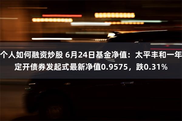 个人如何融资炒股 6月24日基金净值：太平丰和一年定开债券发起式最新净值0.9575，跌0.31%