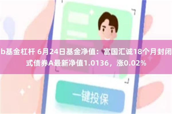 b基金杠杆 6月24日基金净值：富国汇诚18个月封闭式债券A最新净值1.0136，涨0.02%