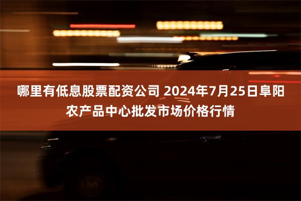 哪里有低息股票配资公司 2024年7月25日阜阳农产品中心批发市场价格行情