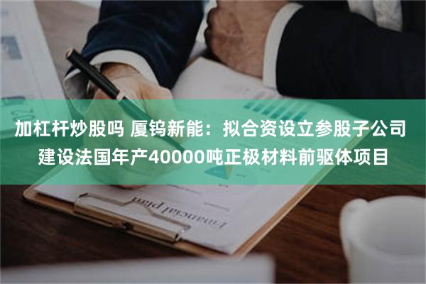 加杠杆炒股吗 厦钨新能：拟合资设立参股子公司 建设法国年产40000吨正极材料前驱体项目